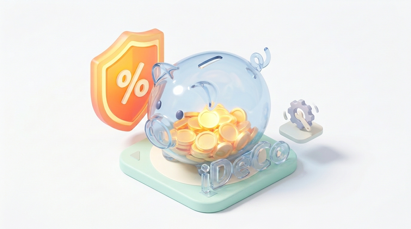 iDeCoの所得控除というメリットがコストを上回るイメージの3Dイラスト